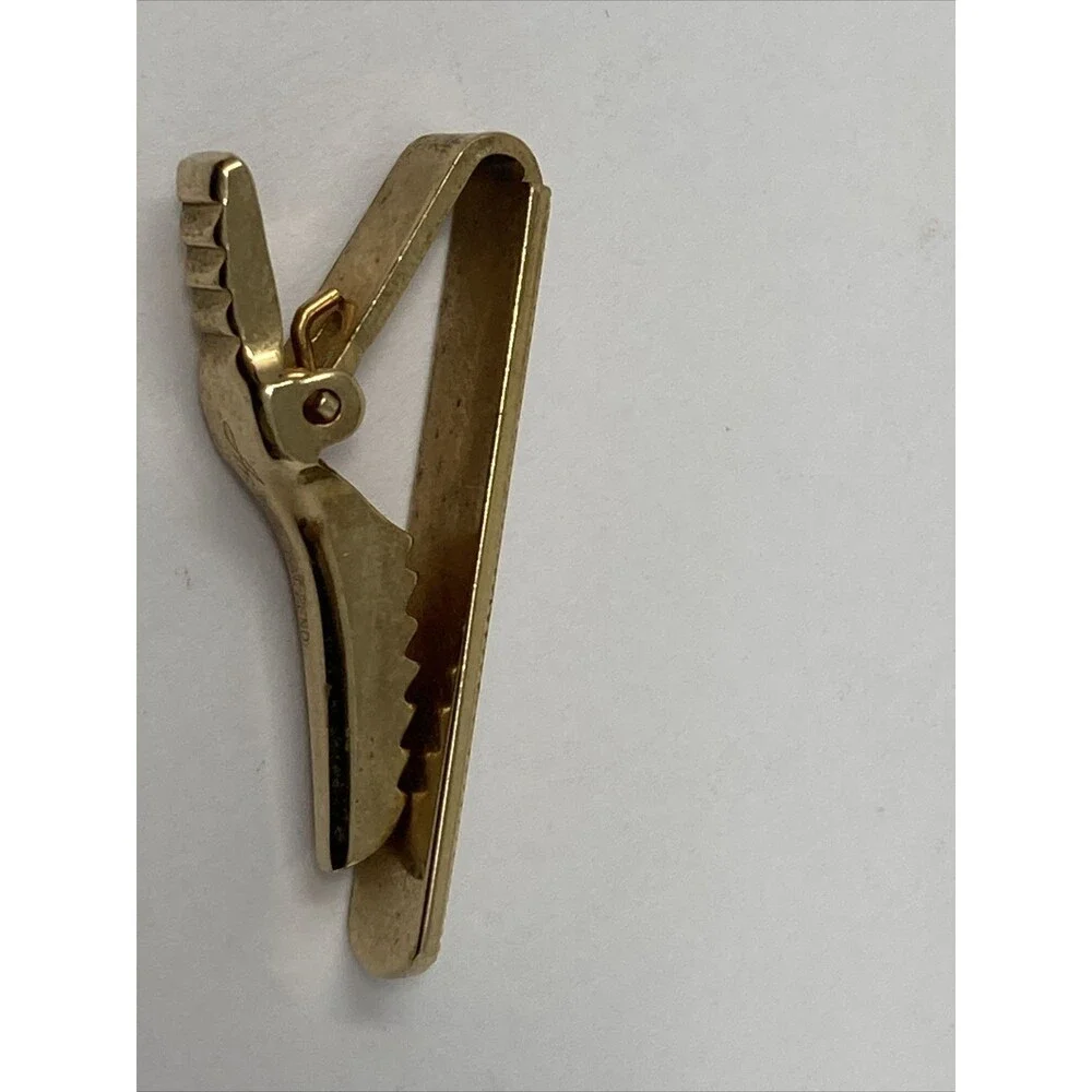 Anson Tie Clip Gold Tone Textured Edge Design Vintage